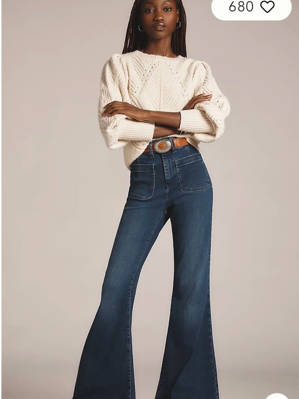 Anthropologie Maeve High-Rise Dark Blue ultra Flare Jeans - Women